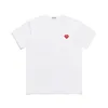 Designer tee com des Garcons Spela logotyp vit bomull logo lapp hjärta t shirt japan bästa kvalitet euro storlek