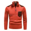 SWEATER MĘŻCZYZNY Turtleeck Half Zipper Up Autumn Zimowa zimna bluzka Y2K Bluzy Jakość Skoczki Męskie Brown Polo koszule 240108