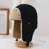 Wool Blend Trapper Hat Trooper Flaps Uszy Ushanka Eskimos Rosyjska ciepła zimowa pluszowa Plush Grusty Pilot Pilot Prote Cap 240108