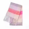 Winter Thick Warm Scarf Women Cashmere Shawl and Wraps Pashmina Neckerchief Bufanda Female Rainbow Hairy Tessel Echarpe 240108