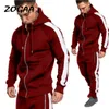 Zogaa Sets Erkek Trailsuit Sıradan 2 Parça Zipper Sweatheruit Plus Boyut S-XXXL Patchwork All-Match Basit Moda Katı 240104