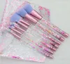 Glitter make-up kwasten 7-delige set transparante kristallen borstel met PVC-etui Glitter kristallen make-up kwastenset DHL 3523532