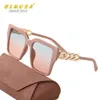 BLMUSA 2022 Neue Mode Kette Sonnenbrille Frauen Trendy Sonne frau Dekorative Gläser Marke Designer stil Brillen UV400 0928299K