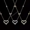 designer bijoux collier S925 Argent De Luxe T Collier Marque De Mode Femmes Plein Diamant Coeur Collier Cadeau De Vacances Designer Collier Bijoux