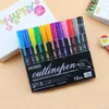 12 couleurs Double ligne stylo couleur métallique contour hors ligne marqueur stylo paillettes pour dessin peinture Doodling école Art fournitures 240108