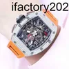 Top Clone Miers Richrs Watch Watch Factory Superclone RM 011 Platinum Back Diamond Sports Machinery Hollow Fashion Casual Time