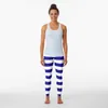 Pantalon actif bleu et blanc rayures horizontales Leggings vêtements de Yoga vêtements de sport femme