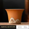 Tasses à thé glaçure peinture paysage tasse principale unique poterie brute personnelle spéciale en céramique café eau potable