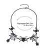 Pendentif Colliers 2024 Halloween Creative Spider Collier Punk Web Chaîne de clavicule courte pour femmes Tendance Bijoux de fête