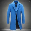 Trenchs pour hommes automne Long manteau de laine coréen coupe ajustée couleur unie grande taille 5XL pardessus mode Ropa Para Hombre