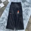 JNCO Mens Jnco Jeans for Y2k Streetwear Hip Hop Boxing Gloves Graphic Print Baggy Black Pants Men Women Harajuku Gothic Wide Trouser 881