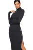 S-5XL красный, черный модные женские вязаные свитера сексуальная водолазка больших размеров женская одежда с длинным рукавом платье макси пуловер 240109