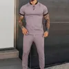 Men's jogging suit 2PCS crawler suit short sleeve knitting T-shirt pants Sportswear daily clothes S-3XL free delivery 230711