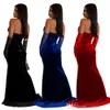 Sexy Party Birthday Dress Sequins Embellished Velvet Long Maxi Dress Gown Royal Blue Rhinestones Corset Dresses For Woman Outfits