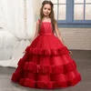 Girl Dresses Elegant Cake Skirt Princess Lace Dress Kids Flower For Girls Vintage Children Wedding Party Long Ball Gown