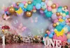 Mehofond Pography Background Bohemian Pink Balloons Boys Girls Birthday Party Cake Smash Portrait Decor Backdrop Po Studio 240109