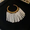 Bracelet Minar délicat imitation perles fil brin long gland bracelets pour femmes plaqué or métal ouvert réglable