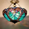 Plafondverlichting WERFACTORY Tiffany lichtarmatuur groen Liaison gebrandschilderd glas semi-inbouwlamp breed 16 inch hoogte 15