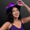 Berets Fashion Vintage Cowboy Hat Large Brim Hats Fedora Felt Accessory With LED Light