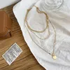 Collane con ciondolo Collana vintage color oro per donna Catena multistrato lunghe monete bohémien Ragazze Collier Femme Collares Gioielli