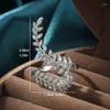 Cluster Rings 2024 Graceful Leaves Both End Of Open Ring Silver Color Girl Cocktail Party Shine Crystal Zircon Fashion Women Jewelry