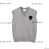 Amis Gilet Pull Sans Manches Col V Paris Mode Tricot Pull High Street Sweat Hiver AM I Heart Coeur Love Jacquard Amisweater 742