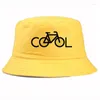 Boinas Sombreros de estilo de verano Bicicleta Es fresco Tops Ocio Marca Impresión Cubo Sombrero Unisex Panamá Harajuku Cuenca Cap