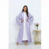 Vêtements ethniques Femmes musulmanes Couleur unie Modeste Abaya Dubaï Turquie Kaftan Maxi Robe Islamique Eid Ramadan Robe Arabe Kimono Cardigan