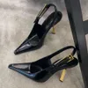 Chaussures de soirée en cuir verni noir à bout pointu et bout pointu, talons aiguilles, sandales de 10,5 cm, robe de luxe de styliste, chaussures de soirée, tailles 35 à 42 avec boîte