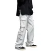 Pantalons pour hommes Hommes Cargo Streetwear avec multi-poches Large jambe Tissu respirant Hip Hop Style Couleur unie pour urbain