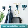 Creative Animal Clothes Hook Free Punch Deer Head Elephant Decoration Paste Wall Robe Hanger Door Key Rack Home El Storage 240108