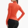 Lu Align Lu Yoga Sport Jacketsジッパースリムコート女性のクイックドライランニングジャケットエラスティック長袖長袖ジムフィットネストップLLレモン