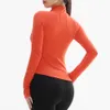 Lu Align Lu Yoga Esporte Jaquetas Esportivas Zíper Casaco Fino Feminino Jaqueta de Corrida de Secagem Rápida Elástica Manga Longa Buraco de Polegar Ginásio Fitness Top LL Limão