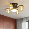 Luces de techo Luz de dormitorio Lámparas de vida pequeñas nórdicas de lujo de vidrio moderno simple