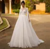 2204 Elegant Wedding Dress With Cape High Neck A Line Illusion Long Sleeves Embroidery Lace Appliques Bridal Gowns Princess Vestidos De Novia