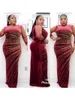 Design African Velvet Pearl Diamond Long Tight Dress Big Elastic Material för Ladydz4 240109