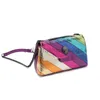 Shoulder Bags New High Quality Kurt Geiger UK Rainbow Patchwork Purse Eagle Metal Shoulder Handbag Colorful Stitching Cross Body Bag Womencatlin_fashion_bags