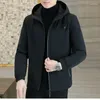 Herrjackor 2024 Autumn Winter Men Hooded Jacket Male Outwear Thermal Fleece tjock varm vindbrytare Fashion Casual Coat