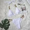 W bikini w kryształce seksowne bikini brazylijskie kobiety na plażę noszenie kostium kąpieli żeńska sak stroje kąpielowe dwupoziomowe kostium kąpielowe 240109