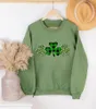 Women's Hoodies Leopard Shamrock Sweatshirt St Patricks Day Long Sleeve Pullovers Irish Sweats Women Fashion Casual Cotton Tops