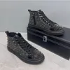 Yeni Erkekler Perçin Rhinestone Punk Rock Nedensel Ayakkabıları İçin Yüksek Üstler Günlük Daireler Spor Yürüyüş Spor ayakkabıları Zapatos Hombre 10A29