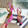 Luxury Crystal Buckle Sandals Shoes High Heels Sandal Women Luxury Designers Dress Shoe Evening Party Slingback Multicolor Pumps Pineapple Top Quality