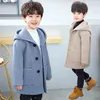 Veste d'hiver en laine pour garçon, Version coréenne, mode épaissie, beau mi-long, garde au chaud, vêtements décontractés pour enfants, 240108
