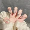 Unhas falsas doce graffiti estilo artificial boa respirabilidade flexibilidade para casa diy e salão de beleza