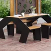 Camp Furniture Outdoor Table and Chain Combination Courtyard Garden Long Set Restaurant Rostfritt stål Custom WKGC