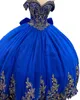 Sukienki Królewskie Blue Floral Quinceanera Sukienki 2023 Bow plus size suknia balowa maskarada Księżniczka Glitter Long Sweet 16 Prom na 15 lat