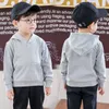 Sweat à capuche pour enfants noir uni hauts manteau coton sweat à capuche pour garçons sweat fille sweats à capuche vêtements scolaires pour adolescents 2-10Y 240108