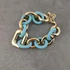 Braccialetti con ciondoli Bracciale a catena in resina acrilica dorata per le donne Collane girocollo in plastica satinata boema Regalo di gioielli