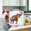 Muggar akvarell elefant koppar barnkonst emaljmuggar 12 oz barn barn gåvor kaffemuggar hem dekal juice mjölk vatten muggar dricker yq240109