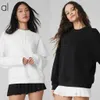 AL-0034 Women Yoga Clothing Embroidery Sweatshirts Autumn and Winter New Round Neck Plus Cashmere Hoodies